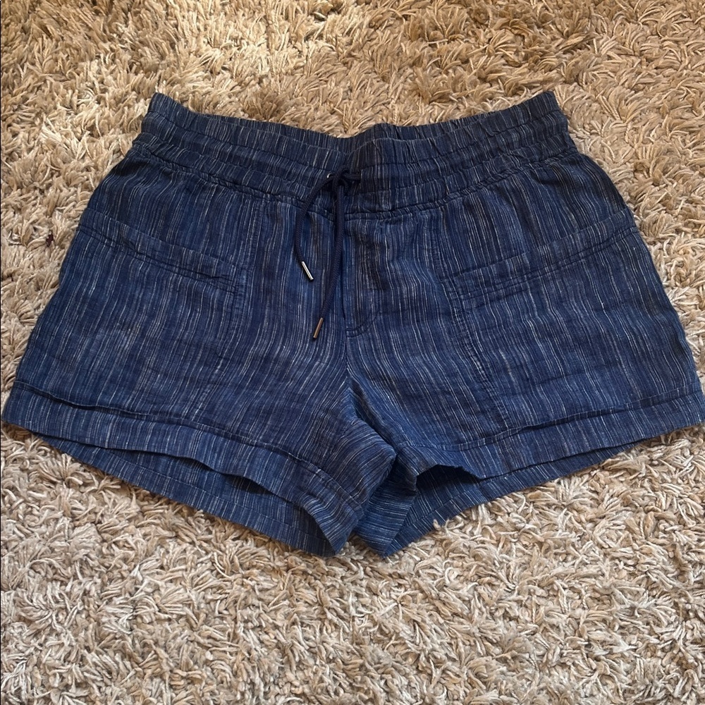Athleta Blue Striped Casual Drawstring Shorts - Size 10